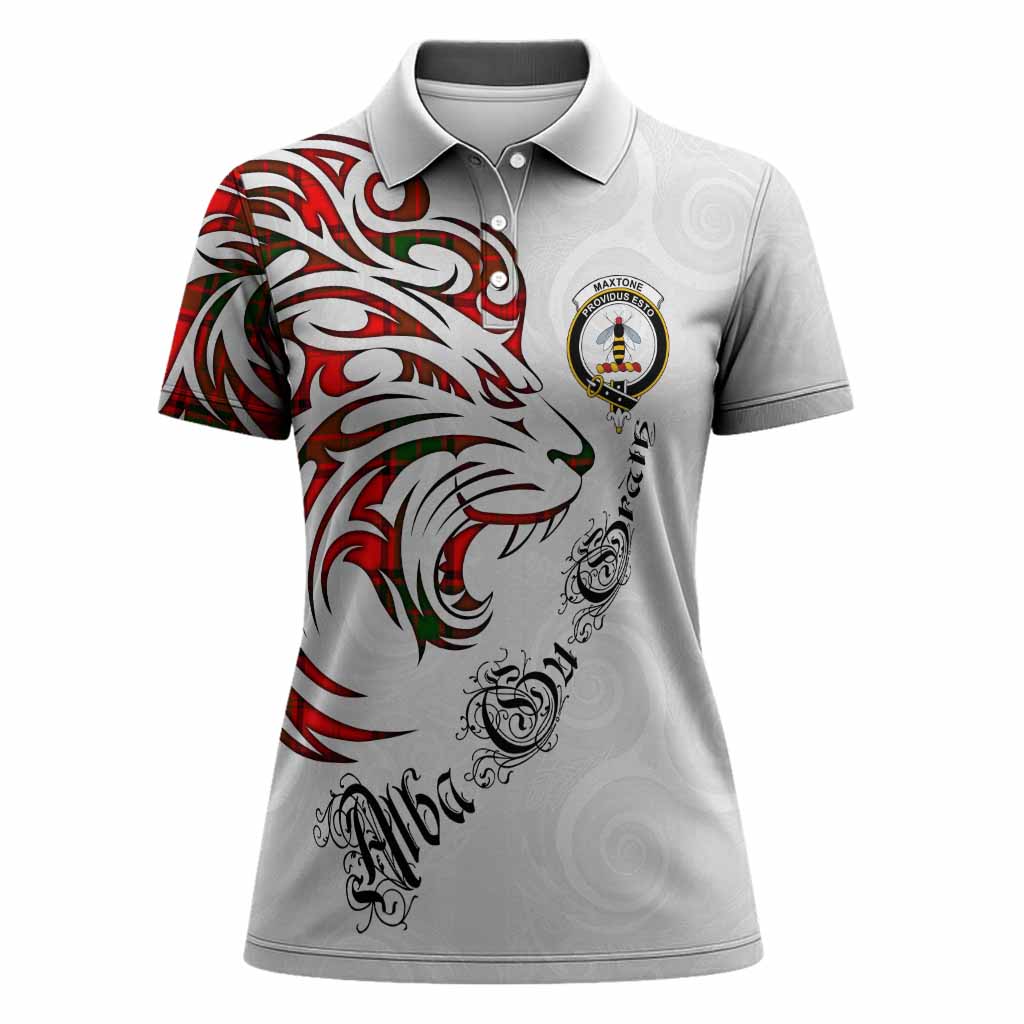 Maxtone Tartan Lion Roar Women Polo Shirt Alba Gu Brath with Celtic Motifs