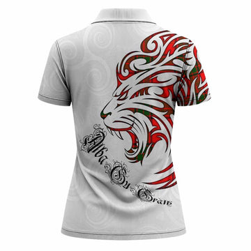 Maxtone Tartan Lion Roar Women Polo Shirt Alba Gu Brath with Celtic Motifs