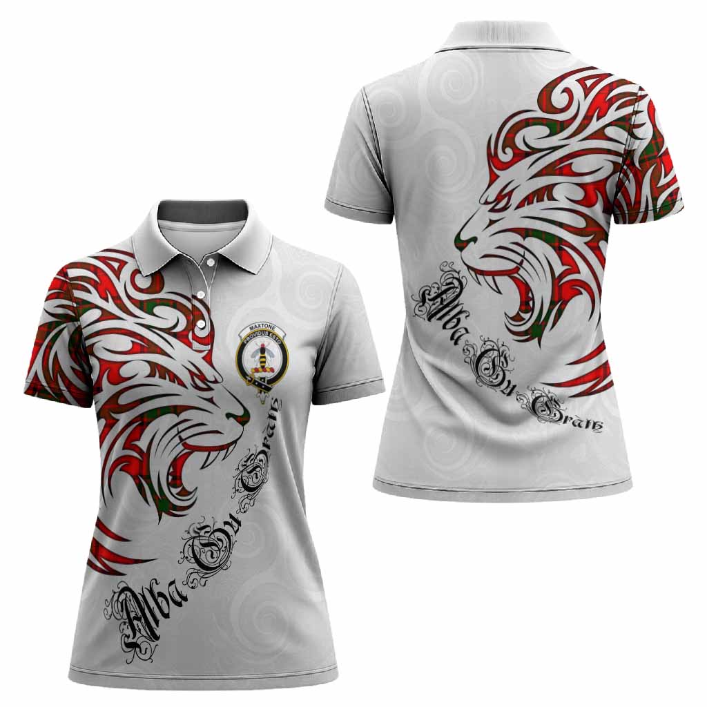 Maxtone Tartan Lion Roar Women Polo Shirt Alba Gu Brath with Celtic Motifs