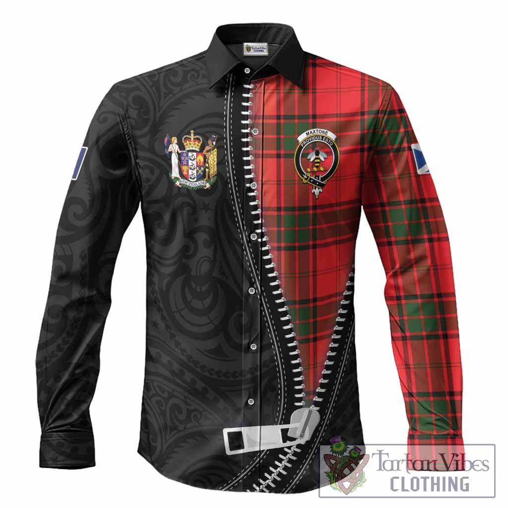 Maxtone Tartan Long Sleeve Button Shirts New Zealand Pattern Unique Zipper Stylized