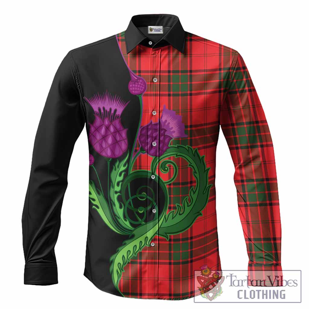 Maxtone Tartan Long Sleeve Button Shirts Traditional Scottish Thistle