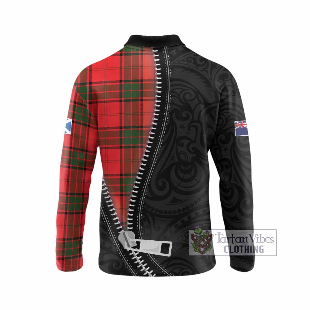 Maxtone Tartan Long Sleeve Polo Shirt New Zealand Pattern Unique Zipper Stylized