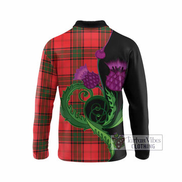 Maxtone Tartan Long Sleeve Polo Shirt Traditional Scottish Thistle