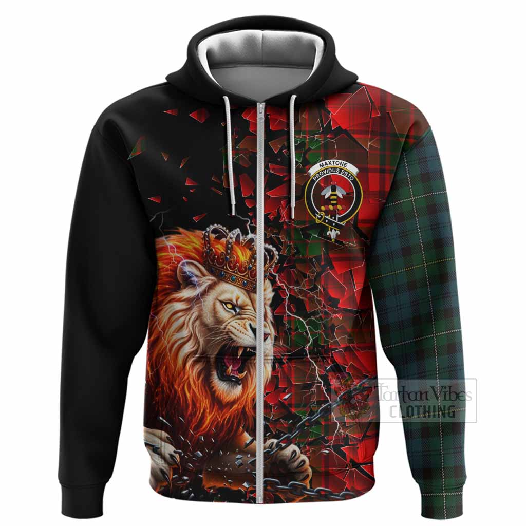 Maxtone Tartan Mighty Lion Hoodie Explosion Flying Pieces