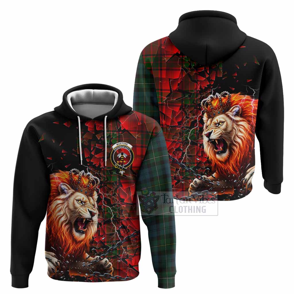 Maxtone Tartan Mighty Lion Hoodie Explosion Flying Pieces
