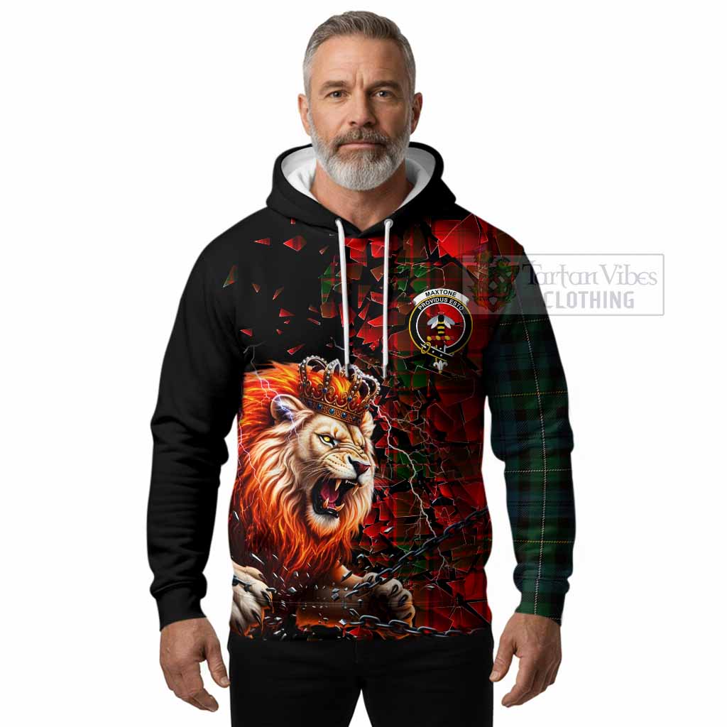 Maxtone Tartan Mighty Lion Hoodie Explosion Flying Pieces