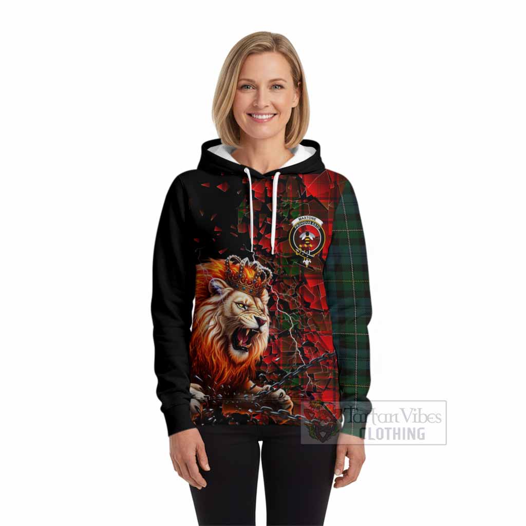 Maxtone Tartan Mighty Lion Hoodie Explosion Flying Pieces
