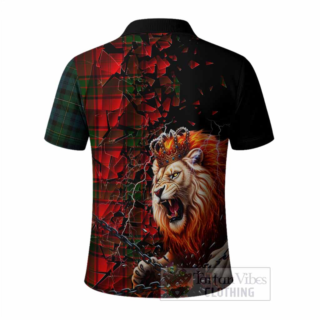 Maxtone Tartan Mighty Lion Polo Shirt Explosion Flying Pieces