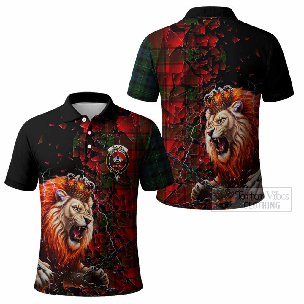 Maxtone Tartan Mighty Lion Polo Shirt Explosion Flying Pieces
