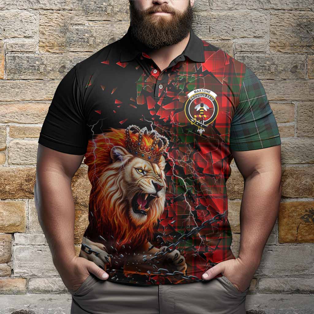 Maxtone Tartan Mighty Lion Polo Shirt Explosion Flying Pieces
