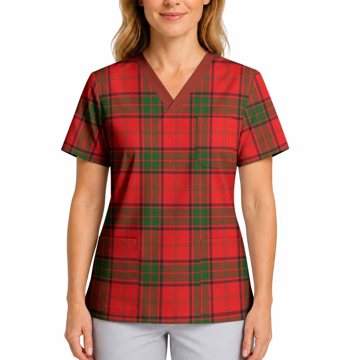 Maxtone Tartan Scrub Top 4XL - Tartan Vibes Clothing