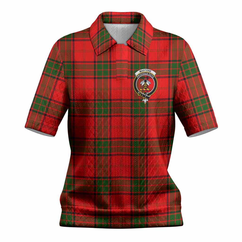 Maxtone Tartan Women’s Polo Sweater Top with Family Crest