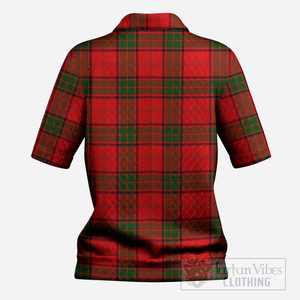 Maxtone Tartan Women’s Polo Sweater Top with Family Crest