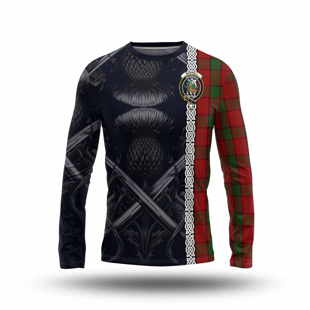 Tartan Vibes Clothing Maxwell Tartan Long Sleeve T-Shirt with Family Crest Cross Sword Thistle Celtic Vibes