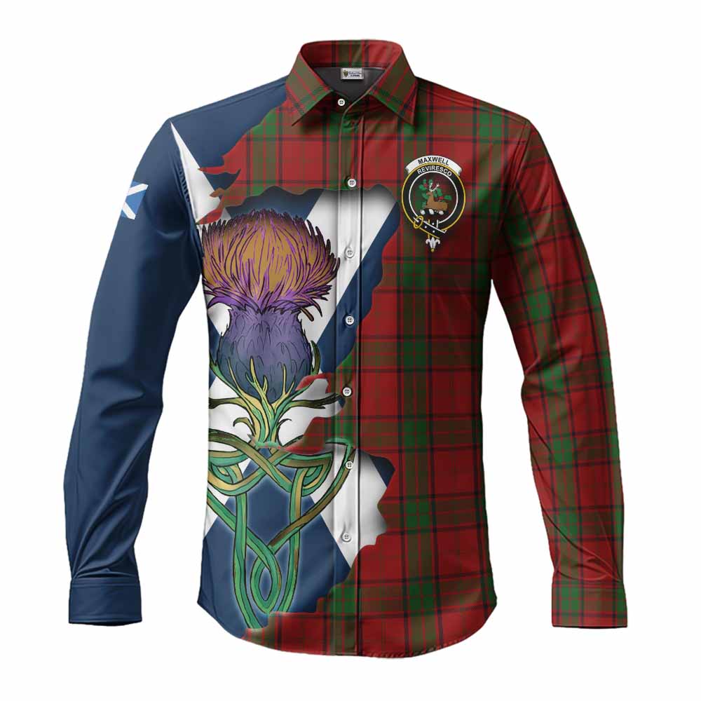Tartan Vibes Clothing Maxwell Tartan Family Crest Long Sleeve Button Shirt Scottish Thistle Celtic Inspired