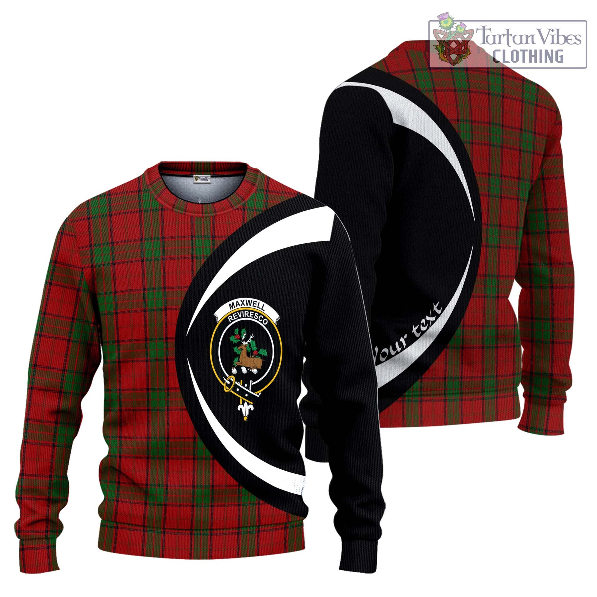 Maxwell Tartan Knitted Sweater with Family Crest Circle Style Unisex - Tartan Vibes Clothing