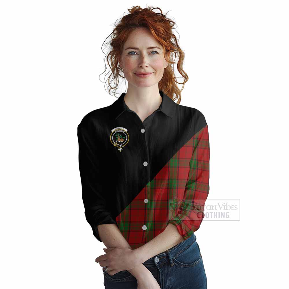 Tartan Vibes Clothing Maxwell Tartan Women's Casual Shirt with Family Crest and Military Logo Style