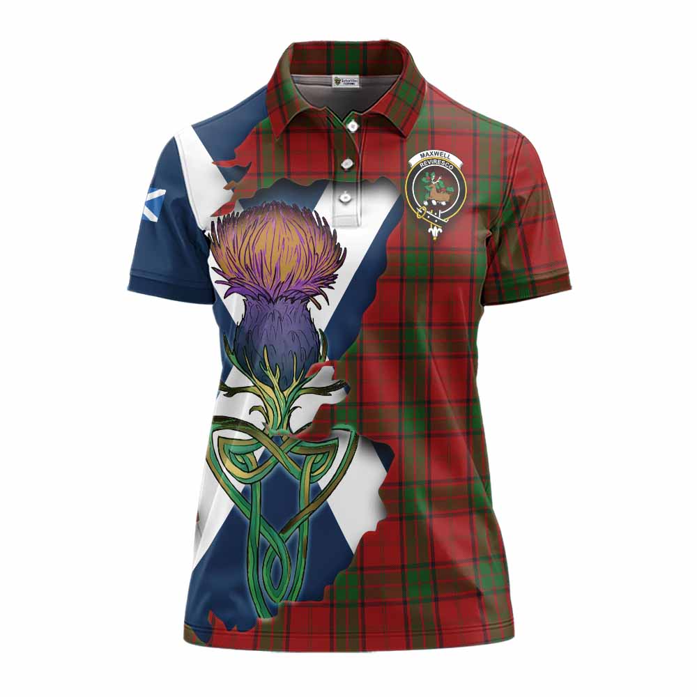 Tartan Vibes Clothing Maxwell Tartan Family Crest Women's Polo Shirt Scottish Thistle Celtic Inspired