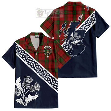 Tartan Vibes Clothing Maxwell Tartan Short Sleeve Button Shirt Featuring Thistle and Scotland Map