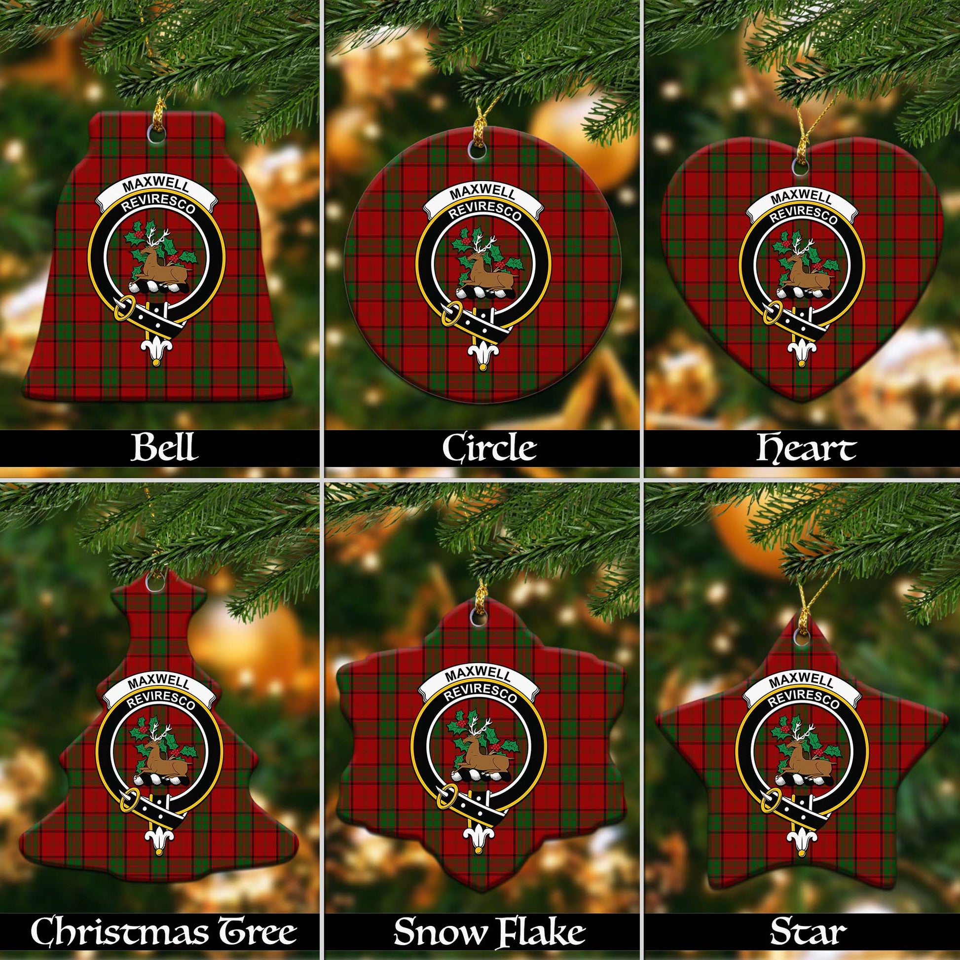 Maxwell Tartan Christmas Ornaments with Family Crest - Tartanvibesclothing