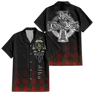 Tartan Vibes Clothing Maxwell Tartan Short Sleeve Button Up Featuring Alba Gu Brath Family Crest Celtic Inspired