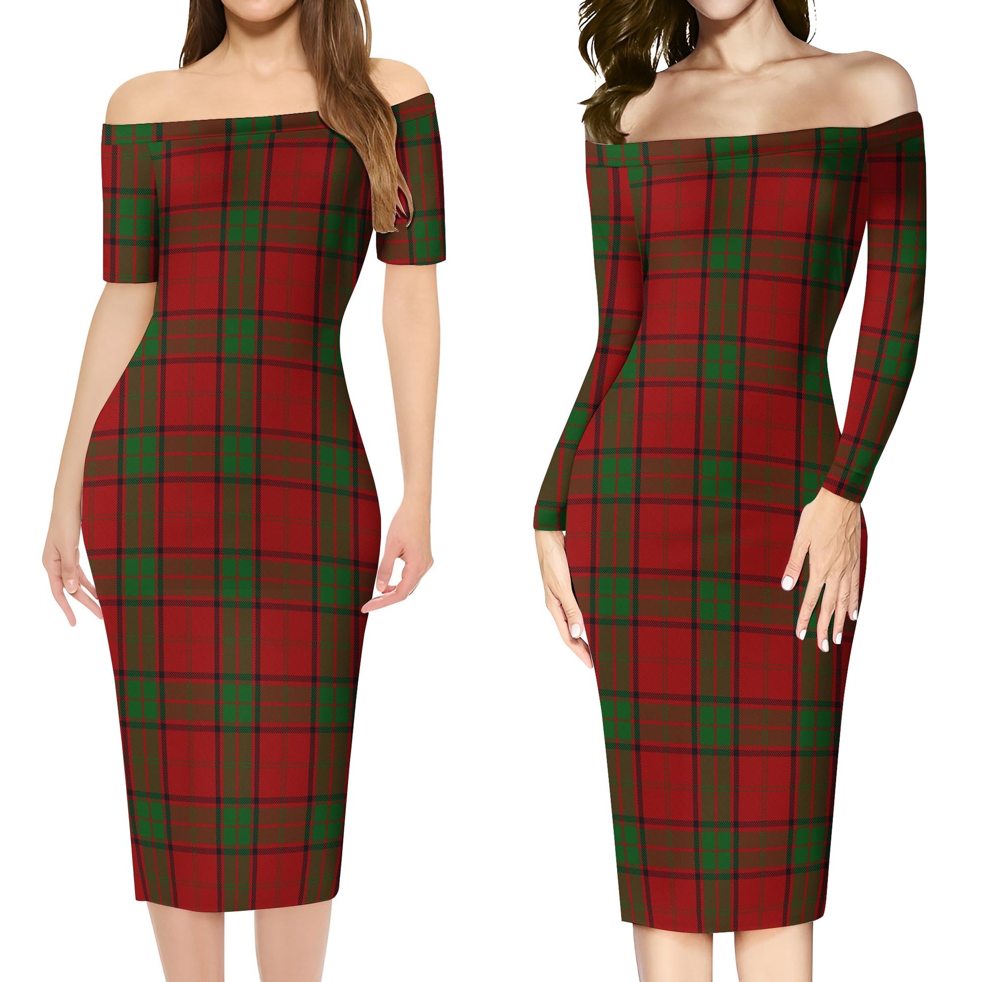 Maxwell Tartan Off Shoulder Lady Dress Women's Dress - Tartanvibesclothing