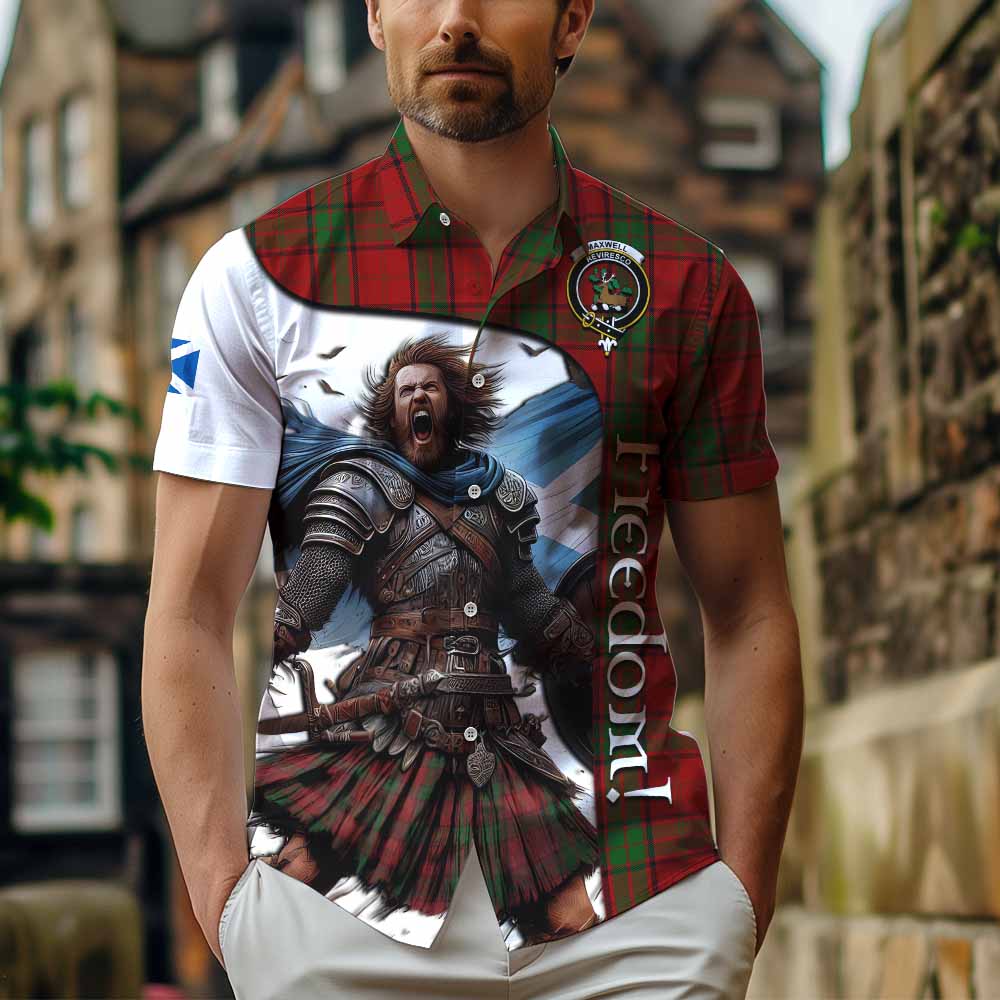 Tartan Vibes Clothing Maxwell Crest Tartan Short Sleeve Button Shirt Inspired by the Freedom of Scottish Warrior