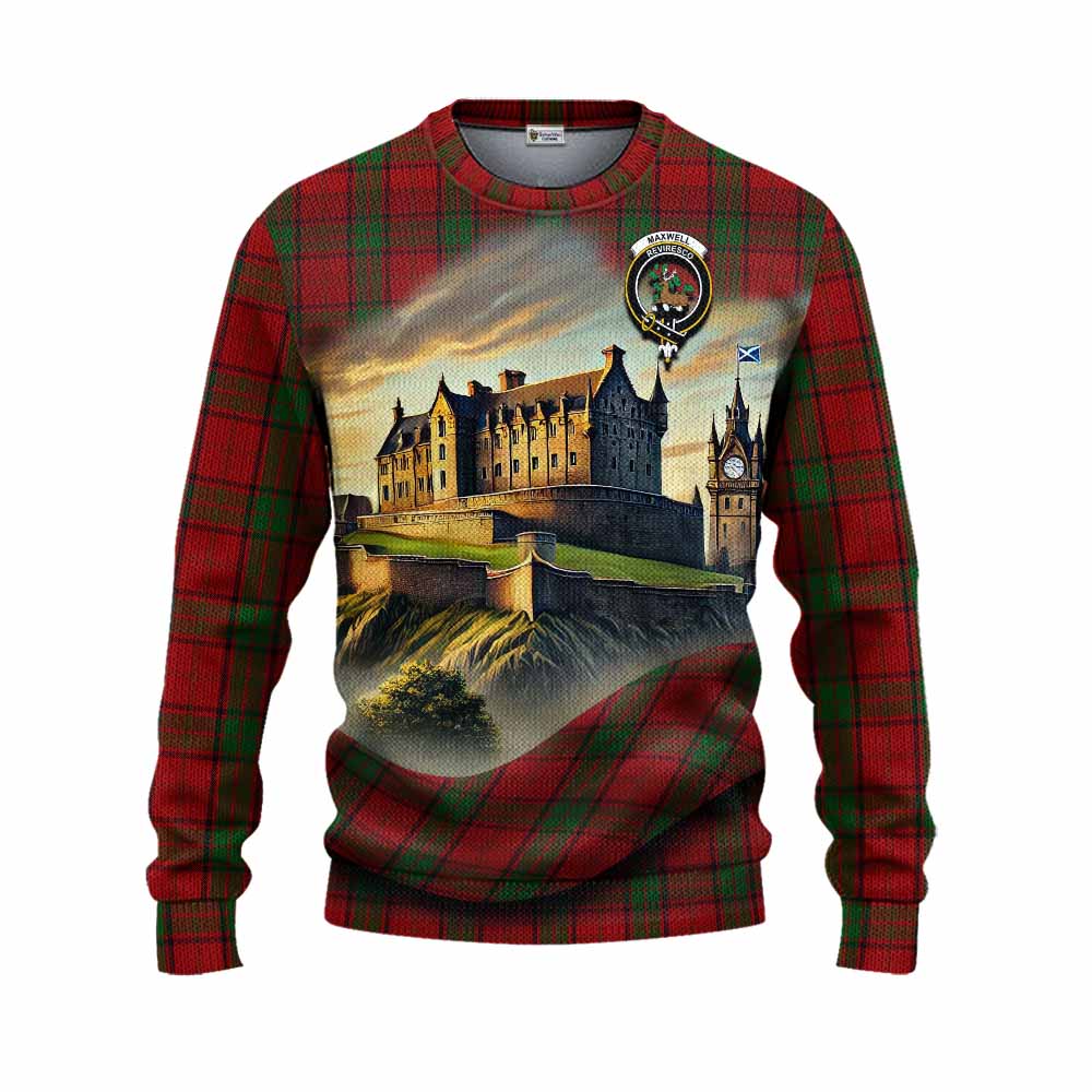 Tartan Vibes Clothing Maxwell Tartan Family Crest Knitted Sweater with Scottish Ancient Castle Style