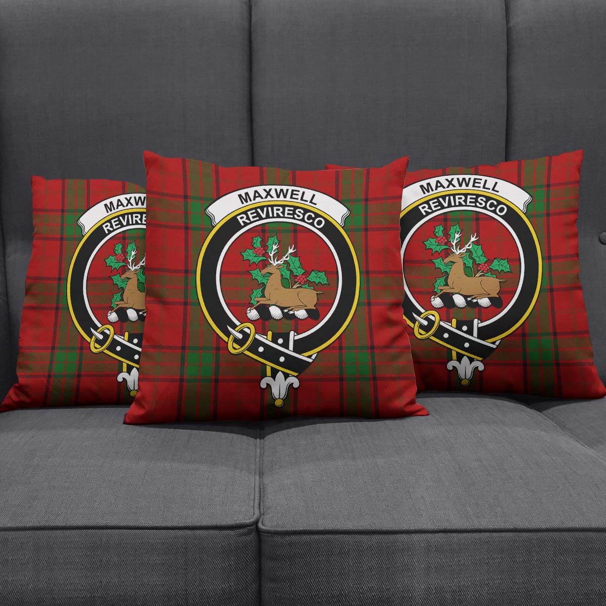 Maxwell Tartan Pillow Cover with Family Crest Square Pillow Cover - Tartanvibesclothing