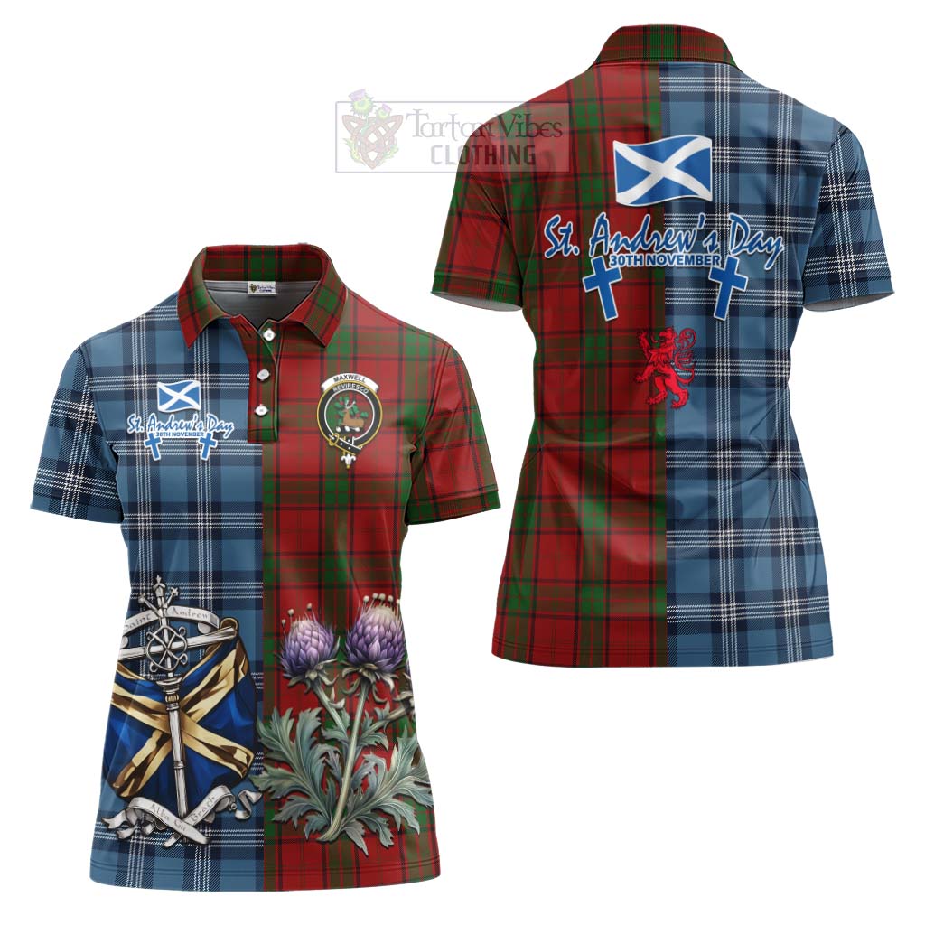 Tartan Vibes Clothing Maxwell Tartan Women's Polo Shirt Happy St. Andrew's Day Half Tartan Style
