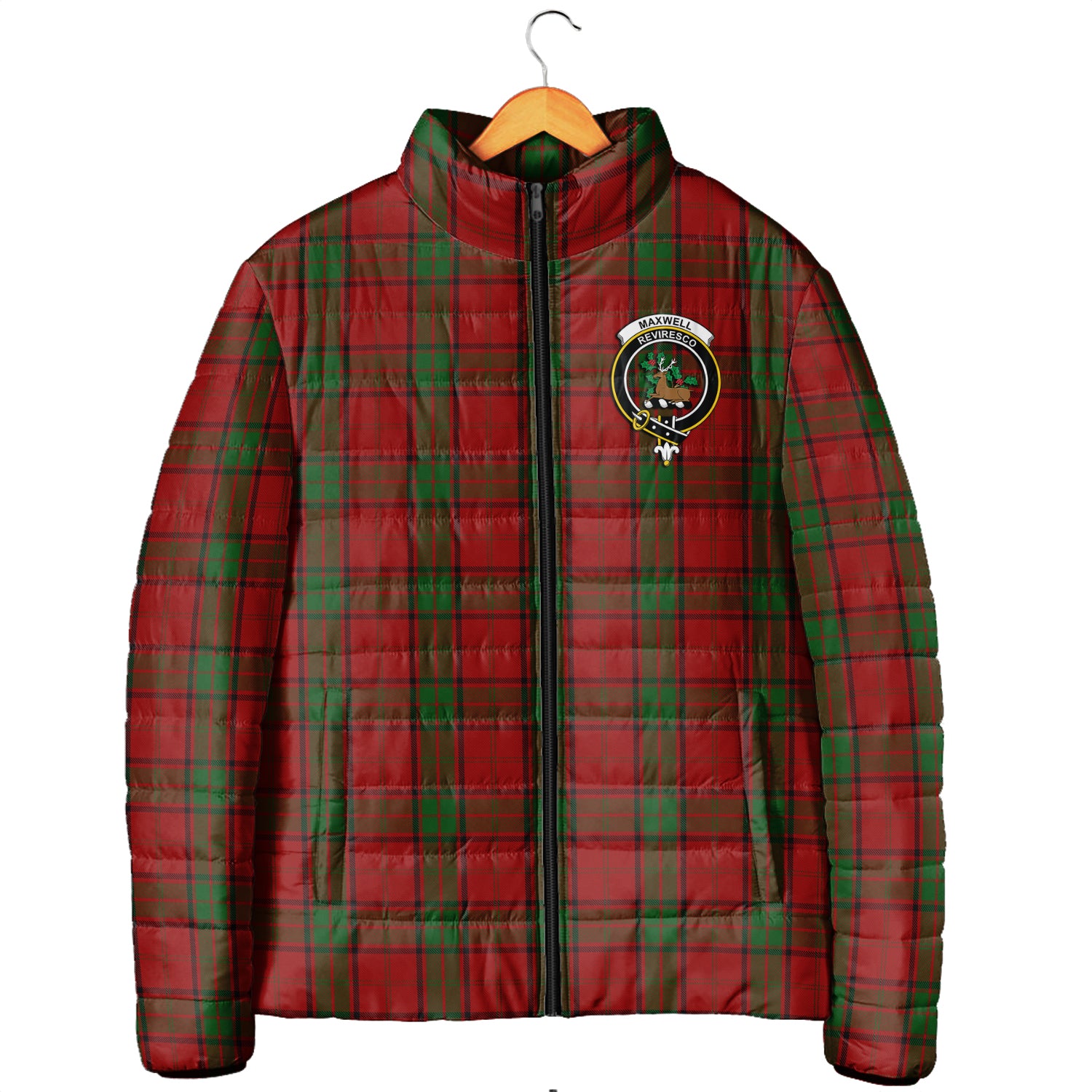 Maxwell Tartan Padded Jacket with Family Crest Men's Padded Jacket - Tartan Vibes Clothing