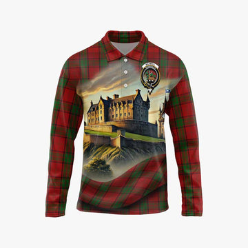 Tartan Vibes Clothing Maxwell Tartan Family Crest Long Sleeve Polo Shirt with Scottish Ancient Castle Style