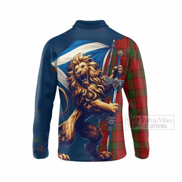 Tartan Vibes Clothing Maxwell Tartan Family Crest Long Sleeve Polo Shirt with Scottish Majestic Lion