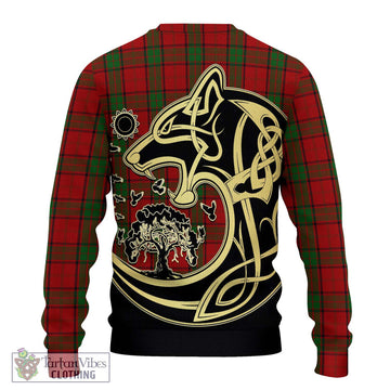 Maxwell Tartan Knitted Sweater with Family Crest Celtic Wolf Style - Tartan Vibes Clothing