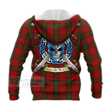 Tartan Vibes Clothing Maxwell Tartan Knitted Hoodie with Family Crest Celtic Skull Style