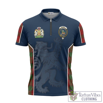Maxwell Tartan Zipper Polo Shirt with Family Crest and Lion Rampant Vibes Sport Style
