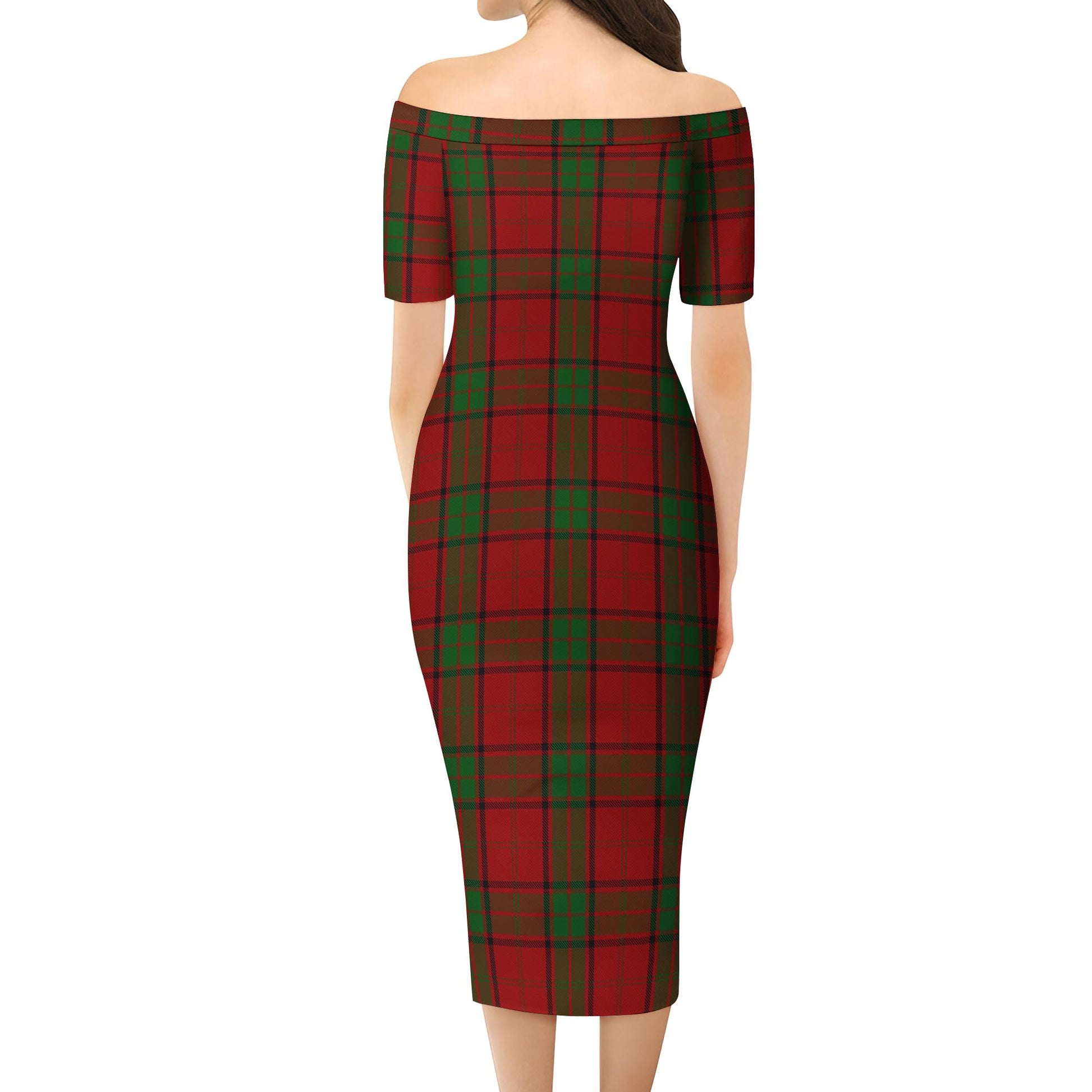 Maxwell Tartan Off Shoulder Lady Dress - Tartanvibesclothing