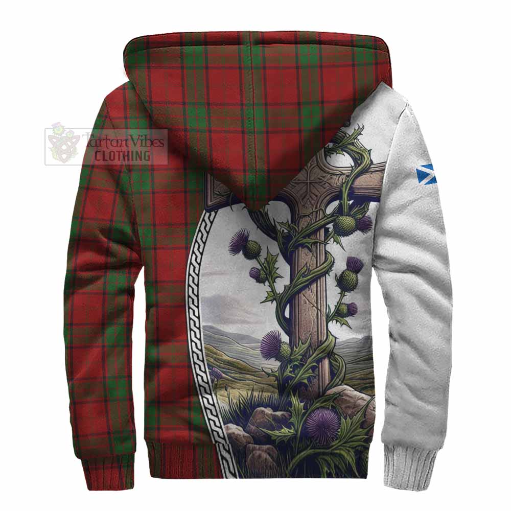 Tartan Vibes Clothing Maxwell Tartan Sherpa Hoodie with Family Crest and St. Andrew's Cross Accented by Thistle Vines