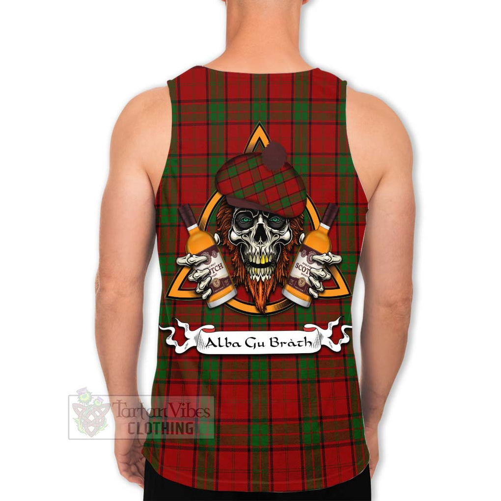 Tartan Vibes Clothing Maxwell Tartan Men's Tank Top with Family Crest and Bearded Skull Holding Bottles of Whiskey