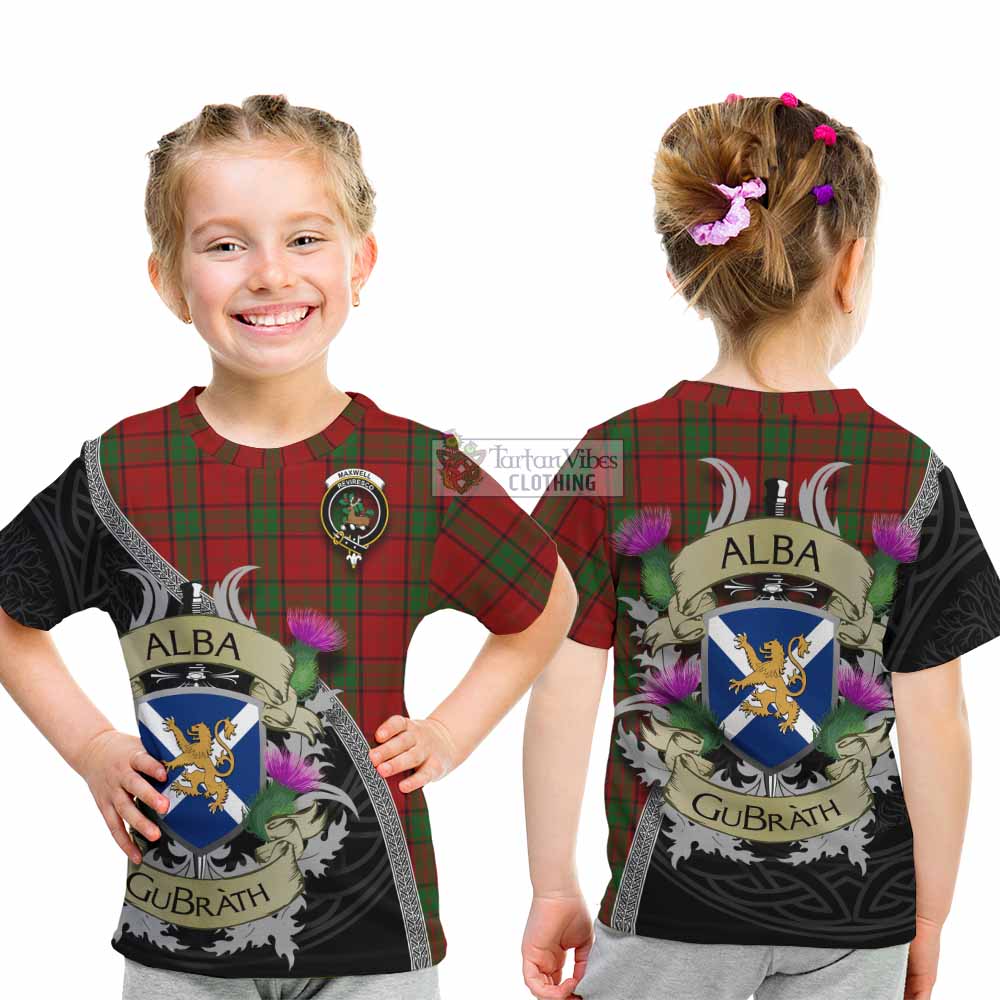 Tartan Vibes Clothing Maxwell Tartan Family Crest Kid T-Shirt Lion Rampant Royal Thistle Shield Celtic Inspired