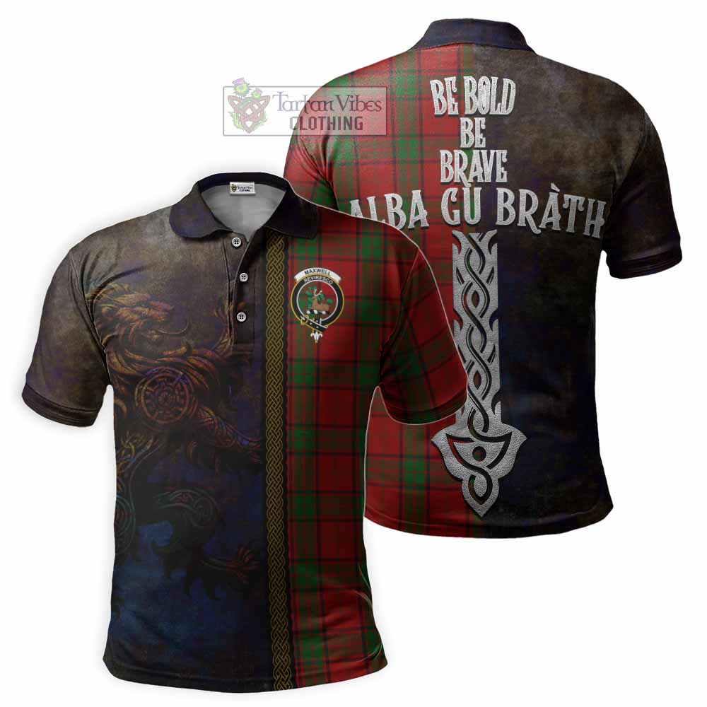 Tartan Vibes Clothing Maxwell Tartan Family Crest Polo Shirt Alba Gu Brath Be Brave Lion Ancient Style