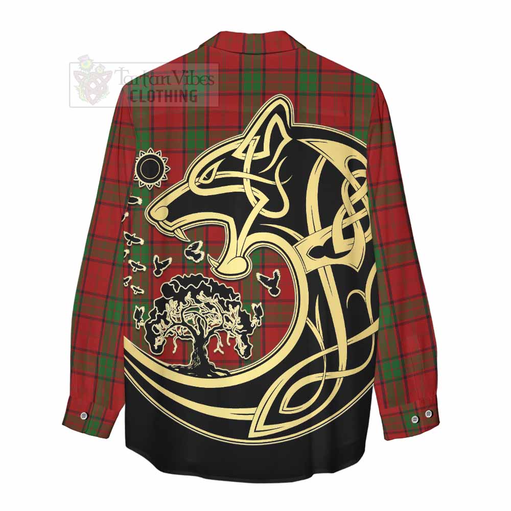 Tartan Vibes Clothing Maxwell Tartan Women's Casual Shirt with Family Crest Celtic Wolf Style