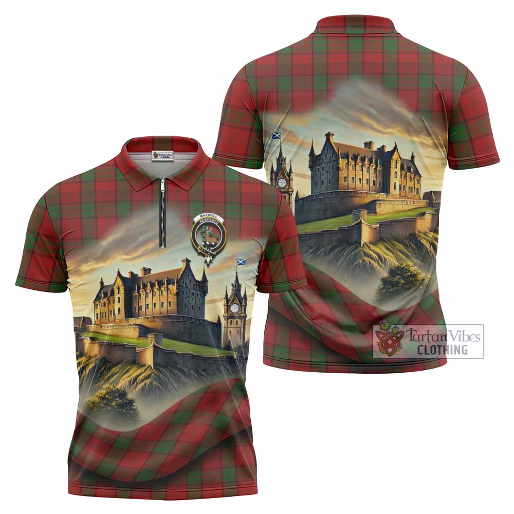 Tartan Vibes Clothing Maxwell Tartan Family Crest Zipper Polo Shirt with Scottish Ancient Castle Stype