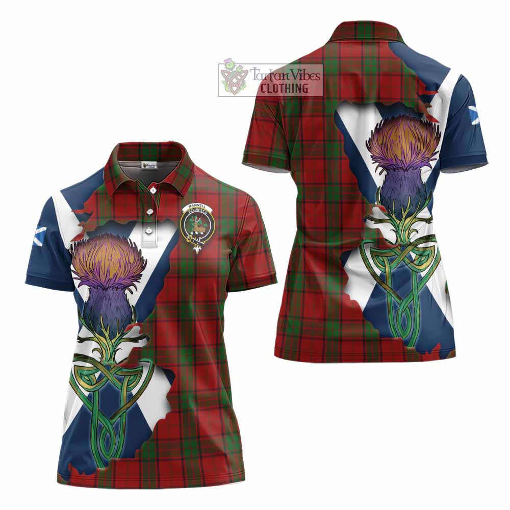 Tartan Vibes Clothing Maxwell Tartan Family Crest Women's Polo Shirt Scottish Thistle Celtic Inspired