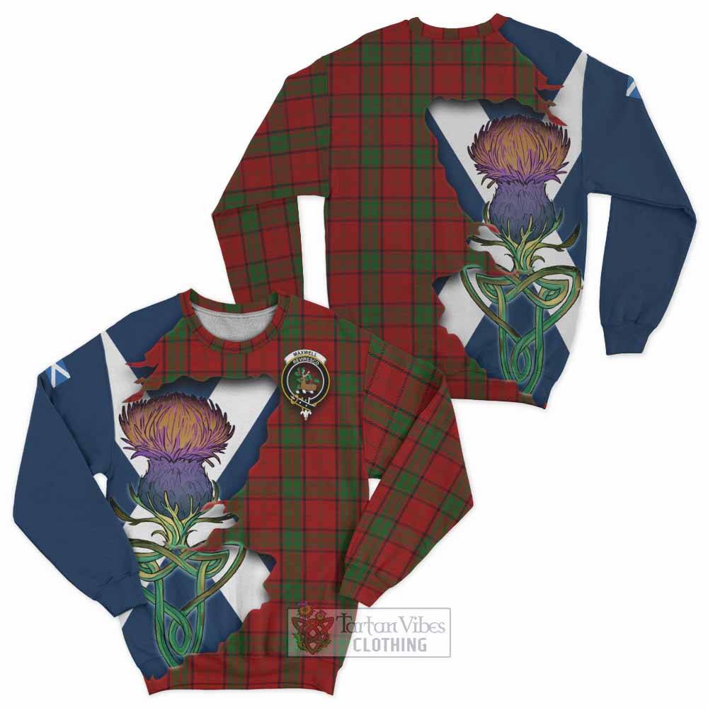 Tartan Vibes Clothing Maxwell Tartan Family Crest Sweatshirt Scottish Thistle Celtic Inspired