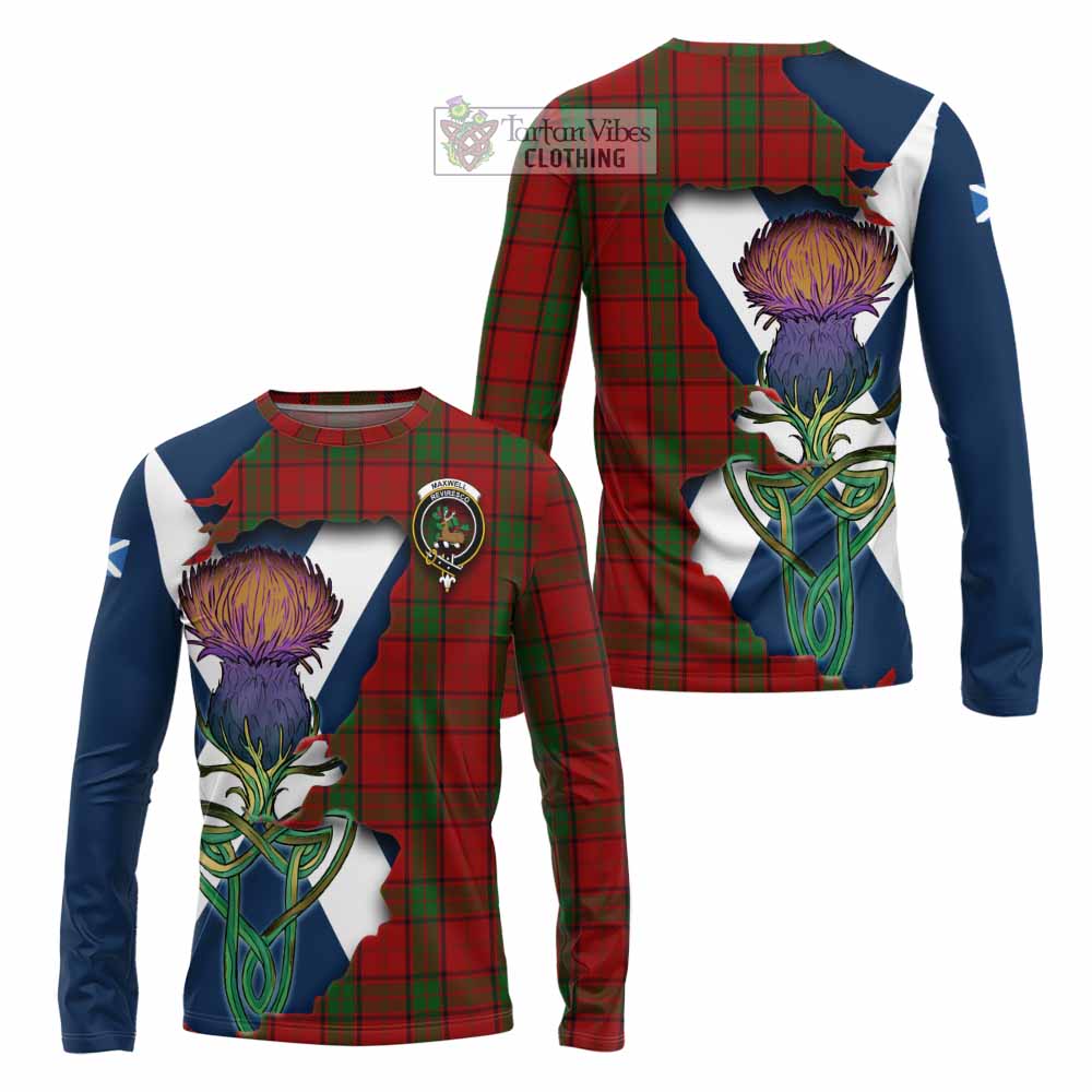 Tartan Vibes Clothing Maxwell Tartan Family Crest Long Sleeve T-Shirt Scottish Thistle Celtic Inspired