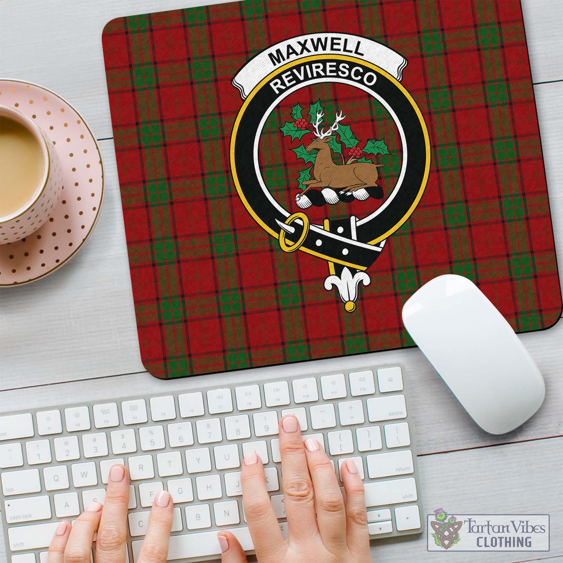 Tartan Vibes Clothing Maxwell Tartan Mouse Pad with Family Crest