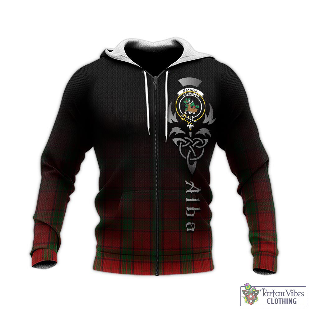 Tartan Vibes Clothing Maxwell Tartan Knitted Hoodie Featuring Alba Gu Brath Family Crest Celtic Inspired