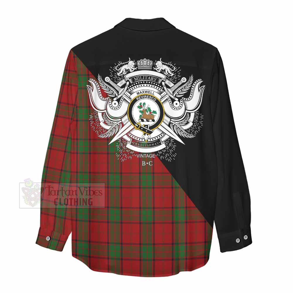 Tartan Vibes Clothing Maxwell Tartan Women's Casual Shirt with Family Crest and Military Logo Style