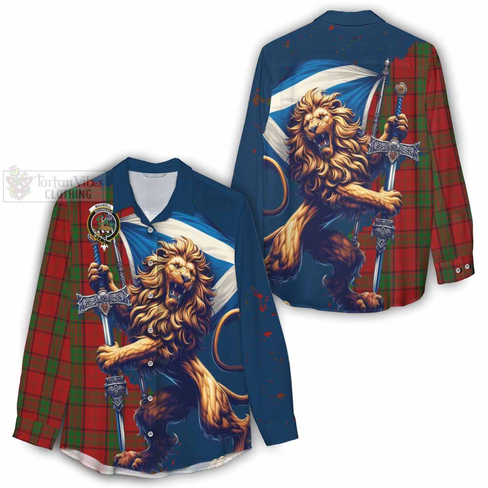 Tartan Vibes Clothing Maxwell Tartan Family Crest Women's Casual Shirt with Scottish Majestic Lion
